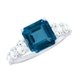 thumbnail image 1 of Rosec Jewels 4.75 CT London Blue Topaz Engagement Ring with Moissanite Accent, 10K White Gold, US 7.50, 1 of 9