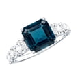 thumbnail image 1 of Rosec Jewels Natural London Blue Topaz Engagement Ring with Moissanite Accent, 925 Sterling Silver, US 4.00, 1 of 8