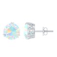 thumbnail image 1 of Rosec Jewels 4 CT Ethopian Opal Solitaire Stud Earrings for Women (8 MM Round Cut Ethopian Opal), 925 Sterling Silver, 1 of 10