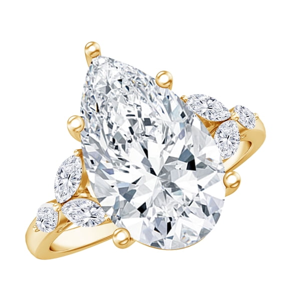 Rosec Jewels 4 Carat IGI Certified Lab Grown Diamond Big Pear Shaped Engagement Ring (E-VS1 Grade), 10K Yellow Gold, US 11.00