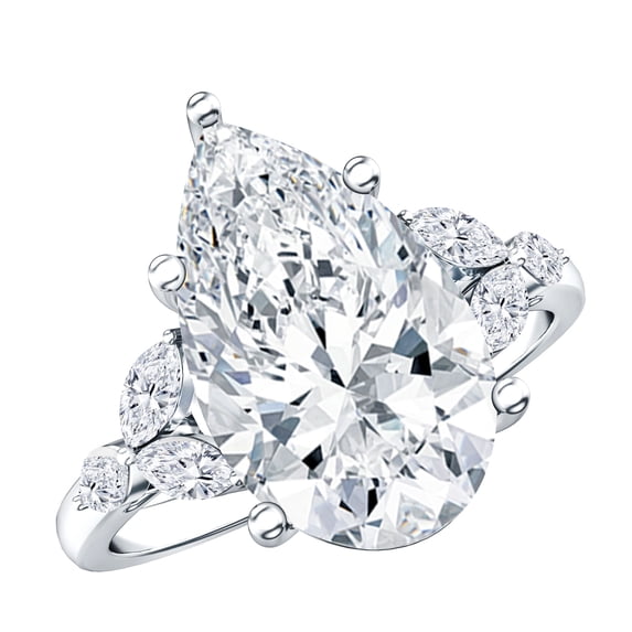 Rosec Jewels 4 Carat IGI Certified Lab Grown Diamond Big Pear Shaped Engagement Ring (E-VS1 Grade), 925 Sterling Silver, US 4.00