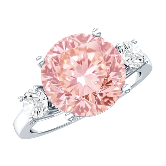 Rosec Jewels 4 Carat IGI Certified Lab Grown Diamond Pink Engagement Ring (VS1 Quality), 925 Sterling Silver, US 4.00