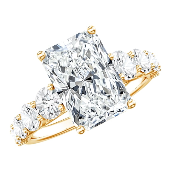 Rosec Jewels 4 Carat Lab Grown Diamond Radiant Cut Engagement Ring for Women (IGI Certified) - Statement Ring - E-VS1 Quality, 10K Yellow Gold, US 13.00