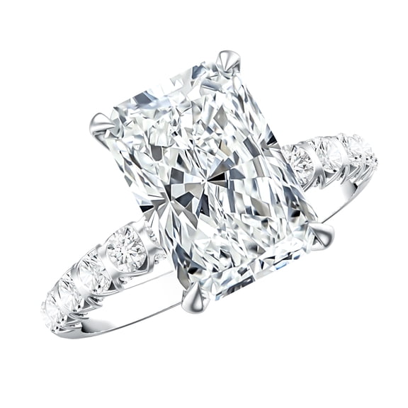 Rosec Jewels 4 Carat Lab Grown Diamond Solitaire Engagement Ring (IGI Certified, E-VS1 Grade) - Radiant Diamond Ring for Women, 925 Sterling Silver, US 4.00
