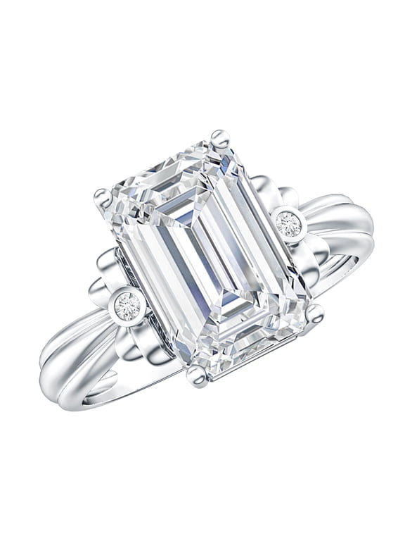 4 Carat Lab Grown Diamond Solitaire Engagement Ring (IGI Certified, E-VS1 Quality) - Diamond Bow Ring for Women, 925 Sterling Silver, US 4.00