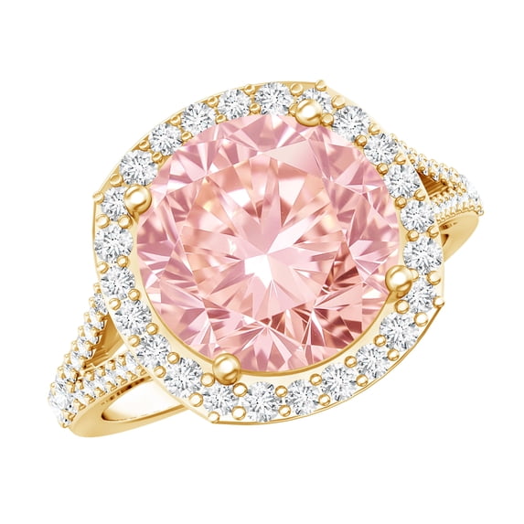 Rosec Jewels 4 Carat Lab Grown Pink Diamond IGI Certified Engagement Ring - VS1 Clarity - Statement Ring, 10K Yellow Gold, US 11.50