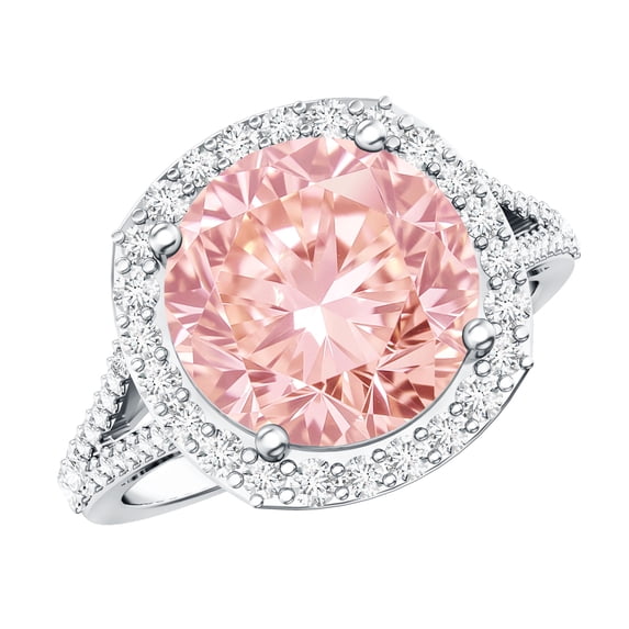 Rosec Jewels 4 Carat Lab Grown Pink Diamond IGI Certified Engagement Ring - VS1 Clarity - Statement Ring, 18K White Gold, US 10.00