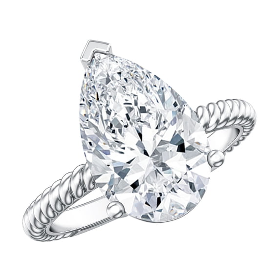 Rosec Jewels 4 Ct Lab Grown Diamond Big Engagement Ring (IGI Certified, E-VS1 Grade), 14K White Gold, US 13.00