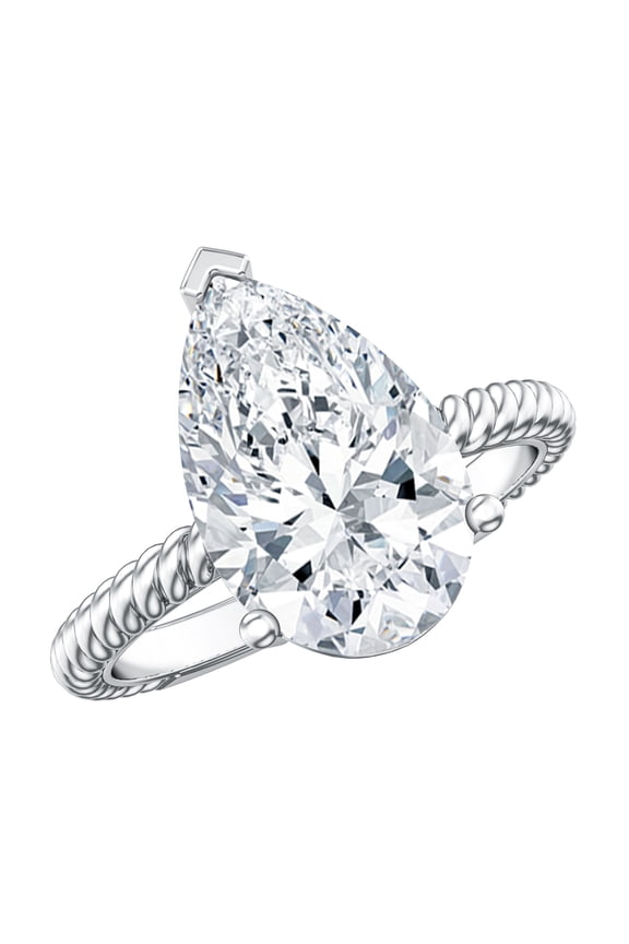 4 Ct Lab Grown Diamond Big Engagement Ring (IGI Certified, E-VS1 Grade), 925 Sterling Silver, US 4.00
