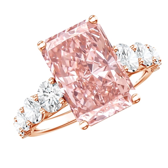 Rosec Jewels 5 Carat IGI Certified Lab Grown Pink Diamond Radiant Cut Engagement Ring - VS1 Clarity, 18K Rose Gold, US 3.00