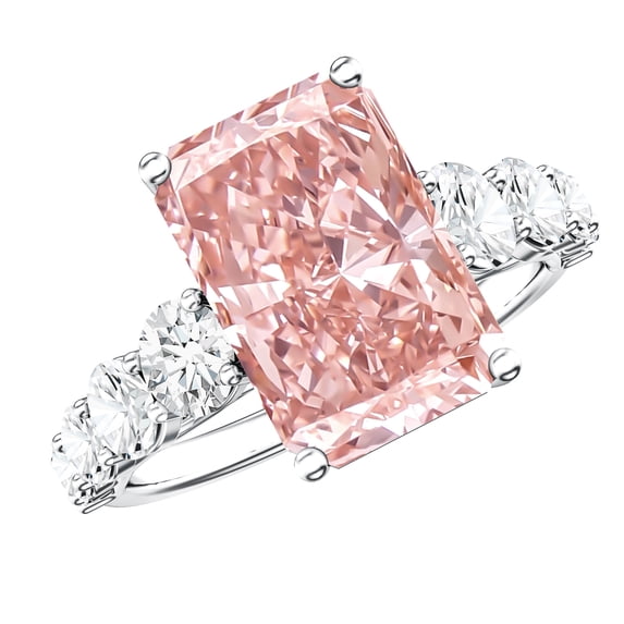 Rosec Jewels 5 Carat IGI Certified Lab Grown Pink Diamond Radiant Cut Engagement Ring - VS1 Clarity, 925 Sterling Silver, US 4.00