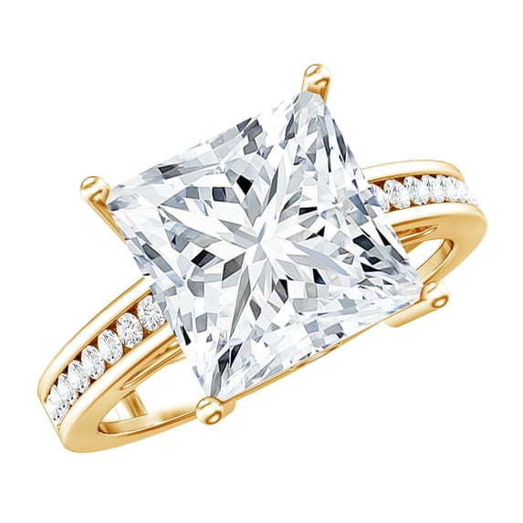 Rosec Jewels 5 Carat Lab Grown Diamond Princess Cut Engagement Ring for Women (E-VS1 Quality) - IGI Certified Diamond Ring, 10K Yellow Gold, US 6.00