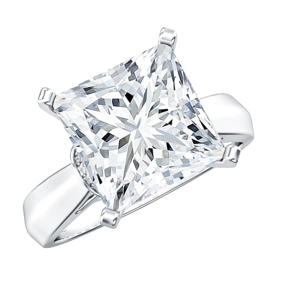 Rosec Jewels 5 Carat Lab Grown Diamond Solitaire Engagement Ring (IGI Certified, E-VS1 Quality) - Princess Cut Diamond Ring, 10K White Gold, US 3.50