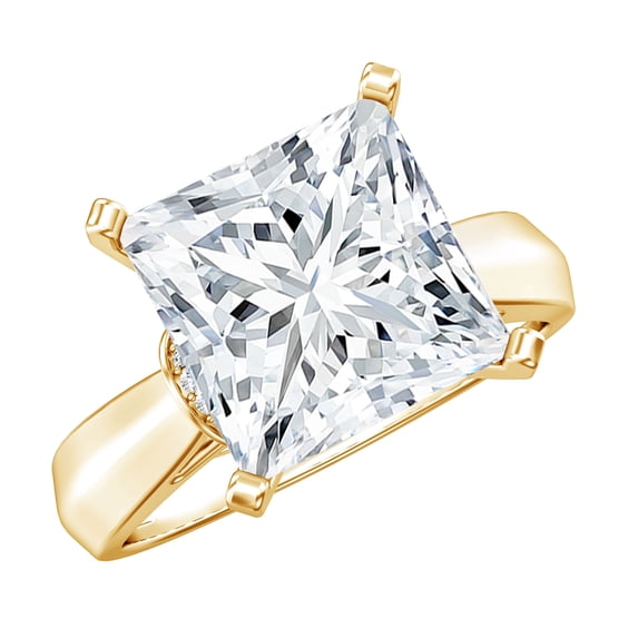 Rosec Jewels 5 Carat Lab Grown Diamond Solitaire Engagement Ring (IGI Certified, E-VS1 Quality) - Princess Cut Diamond Ring, 18K Yellow Gold, US 7.50