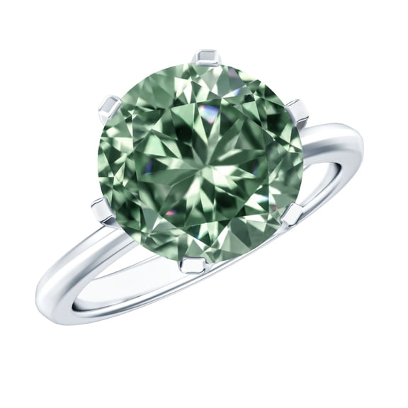 Rosec Jewels 5 Carat Lab Grown Green Diamond Engagement Ring - IGI Certified - VS1 Quality - Big Diamond Solitaire Ring for Women, 925 Sterling Silver, US 4.00
