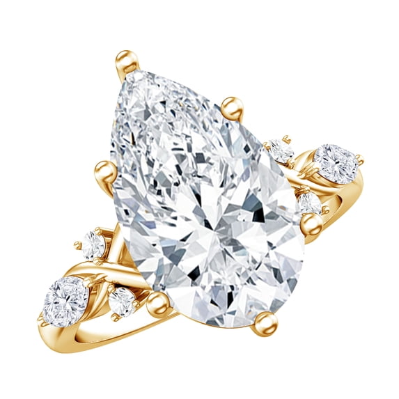 Rosec Jewels 5 Carat Pear Shaped Lab Grown Diamond IGI Certified Engagement Ring (E-VS1 Grade), 14K Yellow Gold, US 8.50