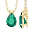 thumbnail image 1 of Rosec Jewels 5X7 mm Pear Shape Lab Created Emerald Solitaire Pendant, Teardrop Pendant for Women (3/4 CT, AAAA Quality), 10K Yellow Gold, 1 of 8