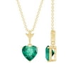 thumbnail image 1 of Rosec Jewels Certified Lab Grown Emerald Heart Necklace with Chain (7 mm, AAAA Quality) Ready to Gift for Valentines Day, 18K Yellow Gold, 1 of 8