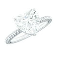 thumbnail image 1 of Rosec Jewels Moissanite Heart Shape Engagement Ring 2 Carat - Solitaire Ring for Women - D-VS1 Quality Certified, 18K White Gold, US 11.00, 1 of 9