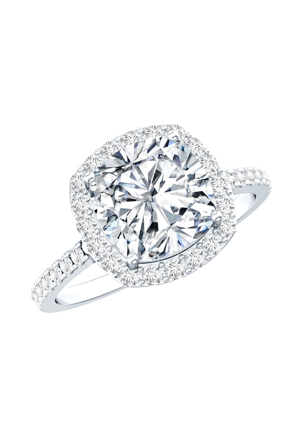 - Stamped 925 Sterling Silver Moissanite Ring (D-VS1 Quality) - Cushion Cut Ring for Women - Halo Engagement Ring, US 7.50