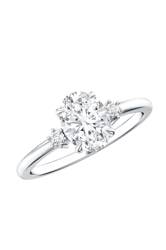 Moissanite 1 Carat Engagement Ring in Silver - D-VS1 Quality Certified Moissanite Oval Ring for Women - Ready to Gift, US 6.00