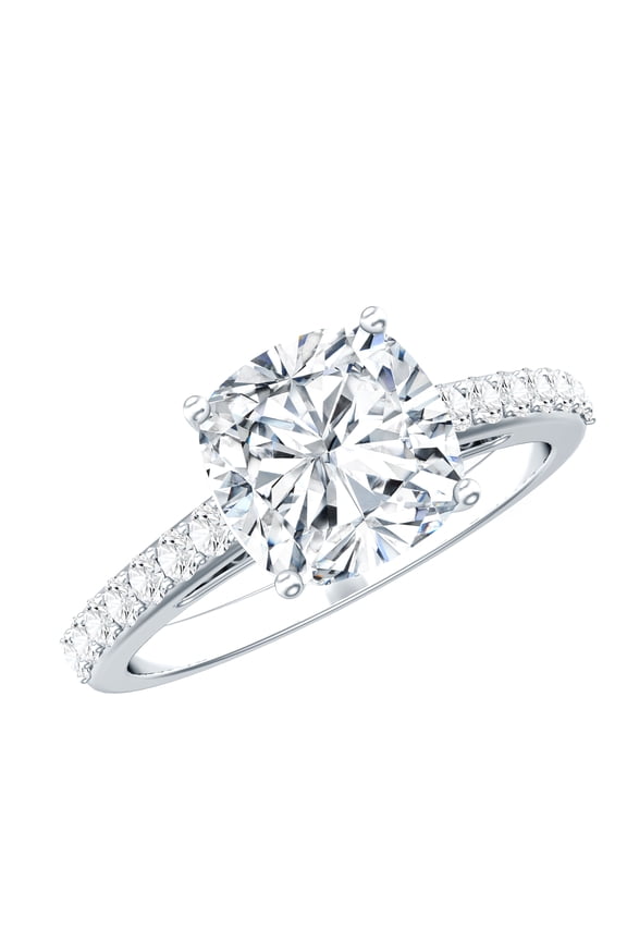 - 3.15 Carat Cushion Cut Moissanite Engagement Ring for Women (8 mm, D-VS1 Quality) - Hidden Halo Ring with Hallmark 925 Silver - Ready to Gift, US 7.00