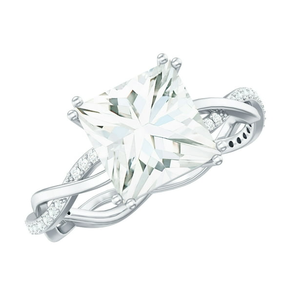 Rosec Jewels 3 Carat Princess Cut Moissanite Ring for Women (8 mm, D-VS1 Quality) - 925 Sterling Silver Engagement Ring - Ready to Gift, US 7.00