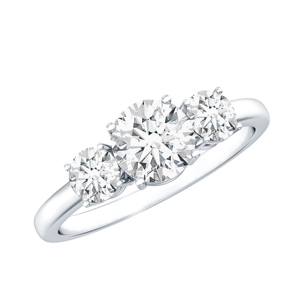 Rosec Jewels 3 Stone Moissanite Anniversary Ring (D-VS1 Quality Certified) - 925 Silver Promise Ring - Ready to Gift for Women, US 6.00