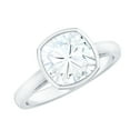 thumbnail image 1 of Rosec Jewels 3.15 Carat Cushion Cut Solitaire Moissanite Engagement Ring (8 mm) - D-VS1 Quality Certified Moissanite Ring - Ready to Gift, US 8.00, 1 of 9