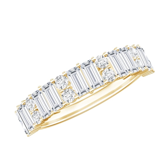 Rosec Jewels Anniversary Ring - Semi Eternity Moissanite Ring (1.7 CT, D-VS1 Grade), 14K Yellow Gold, US 5.50