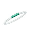 thumbnail image 1 of Rosec Jewels Baguette Lab Grown Emerald Minimal Ring with HI-SI Diamond- AAAA Quality, 10K White Gold, US 10.00, 1 of 9