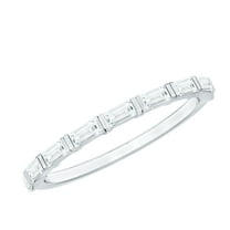 Rosec Jewels Certified Moissanite Half Eternity Ring - D-VS1 Quality - Baguette Moissanite Stackable Ring - with Jewelry Box, 925 Sterling Silver, US 4.00