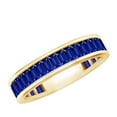 thumbnail image 1 of Rosec Jewels Baguette Shape Lab Created Blue Sapphire Half Eternity Ring (AAAA Grade), 10K Yellow Gold, US 7.50, 1 of 8
