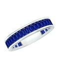 thumbnail image 1 of Rosec Jewels Baguette Shape Lab Created Blue Sapphire Half Eternity Ring (AAAA Grade), 14K White Gold, US 6.50, 1 of 8