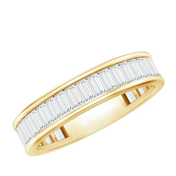 Rosec Jewels Baguette Shape Moissanite Half Eternity Ring for Women (2.7 CT, D-VS1 Quality), 14K Yellow Gold, US 6.00