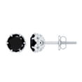 thumbnail image 1 of Rosec Jewels Black Onyx Solitaire Earrings with Diamond - Minimal Stud Earrings (AAA Grade), 18K White Gold, 1 of 9
