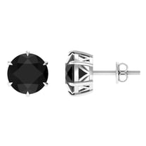 Rosec Jewels Black Onyx Solitaire Stud Earrings - 8 mm (AAA Quality), 925 Sterling Silver