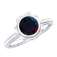 thumbnail image 1 of Rosec Jewels Black Opal Flower Engagement Ring - 1.6 Carat - Bezel Set Opal Ring for Women - AAA Grade Certified - with Jewelry Box, 925 Sterling Silver, US 4.00, 1 of 9
