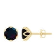 thumbnail image 1 of Rosec Jewels Black Opal Solitaire Stud Earrings - October Birthstone Earrings - 6 mm, 10K Yellow Gold, 1 of 9