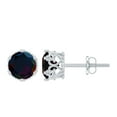 thumbnail image 1 of Rosec Jewels Black Opal Solitaire Stud Earrings for Women, Crown Earrings (6 mm), 925 Sterling Silver, 1 of 8