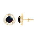 thumbnail image 1 of Rosec Jewels Black Opal Swirl Stud Earrings with Moissanite for Women - AAA Quality, 14K Yellow Gold, 1 of 8