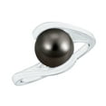 thumbnail image 1 of Rosec Jewels Black Tahitian Pearl Solitaire Ring for Women - 8 mm - AAA Quality, 18K White Gold, US 11.00, 1 of 9