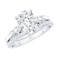 thumbnail image 1 of Rosec Jewels Bridal Ring Set - 2 Carat Oval Lab Grown Diamond Engagement Ring with Wedding Band (EF-VS Grade) - with Jewelry Box, 925 Sterling Silver, US 7.00, 1 of 8