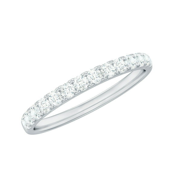 Rosec Jewels Certified Moissanite Half Eternity Ring for Women - D-VS1 Quality - Moissanite Anniversary Ring - Ready to Gift, 925 Sterling Silver, US 4.00