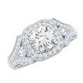 thumbnail image 1 of Rosec Jewels Certified Lab Created Diamond Art Deco Engagement Ring for Women (EF-VS Quality), 14K White Gold, US 9.00, 1 of 8