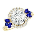 thumbnail image 1 of Rosec Jewels Certified Lab Created Diamond Engagement Ring for Women - Statement Diamond Sapphire Ring - EF-VS Quality, 10K Yellow Gold, US 7.00, 1 of 9