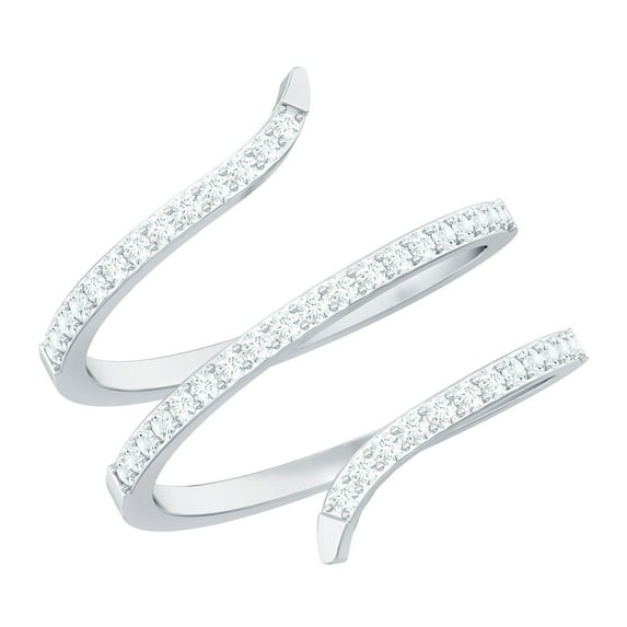 Rosec Jewels Certified Lab Created Diamond Wrap Ring for Women - Cocktail Ring - EF-VS Quality - Ready to Gift, 10K White Gold, US 10.50