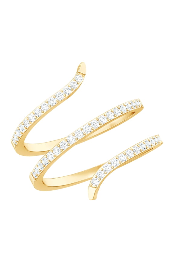 Certified Lab Created Diamond Wrap Ring for Women - Cocktail Ring - EF-VS Quality - Ready to Gift, 14K Yellow Gold, US 7.00