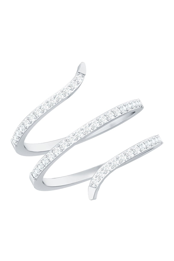 Certified Lab Created Diamond Wrap Ring for Women - Cocktail Ring - EF-VS Quality - Ready to Gift, 925 Sterling Silver, US 7.00