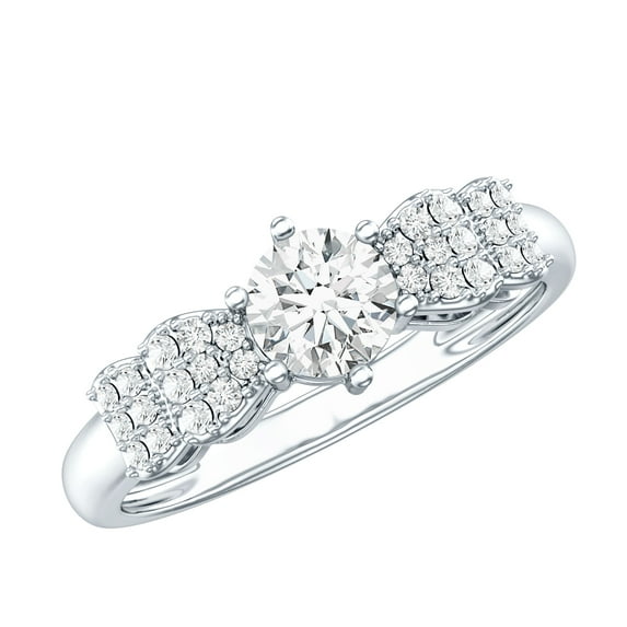 Rosec Jewels Certified Lab Diamond Promise Engagement Ring, 5 mm, EF-VS Quality - Ideal For Gift, 10K White Gold, US 5.00